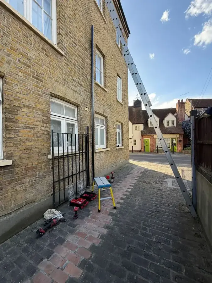 Downpipe replacement work site in Southend-on-Sea