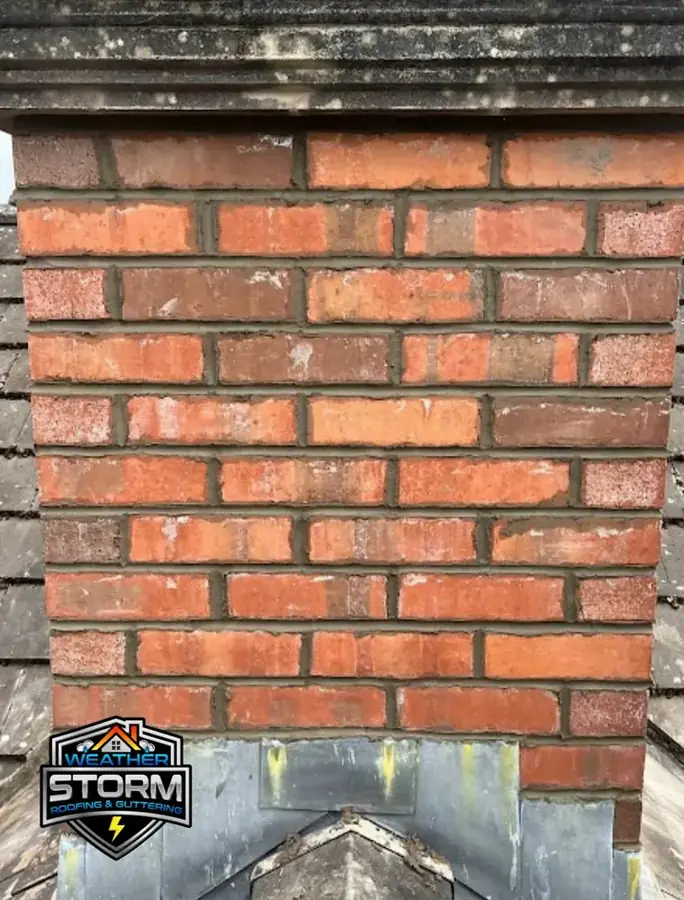 Chimney repointing with new mortar in Benfleet