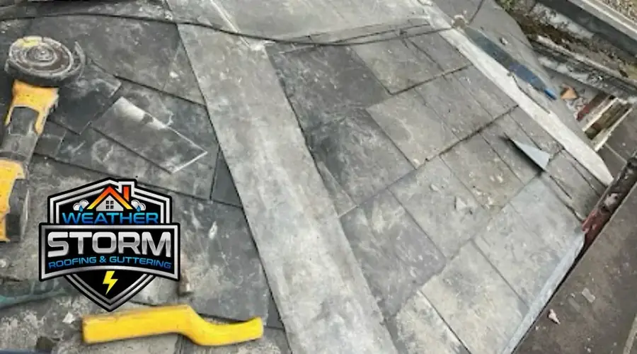 Slate roof repair in progress on Westcliff-on-Sea property
